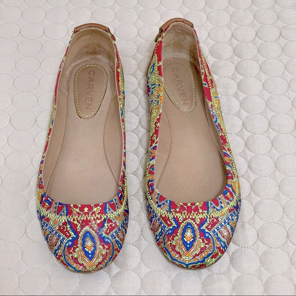 🌱 Carven Silk Paisley Ballet Flats